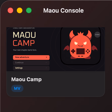 New Maou Console library on macOS containing only the Maou Camp example game